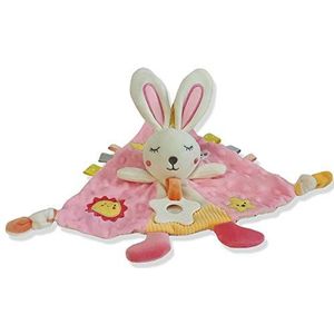 Baby Rabbit Tag Deken - Label Pink Baby Deken met Teeter, Toddler Taggy Deken Built-in Bell voor Baby Jongens Meisjes