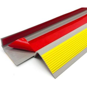 Zelfgeplakte trappen tegen glijbaan 393,7 inch L-vormige rubberen trapleuningen, antislip, zelfklevende traptrederand(Giallo,236.2IN/6M)