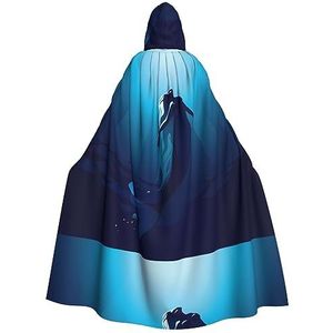 Blauwe Zeemeermin Unisex Oversized Hoed Cape Voor Halloween Kostuum Party Rollenspel