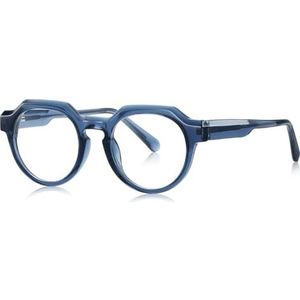 moomoobird Blauw licht blokkerende bril retro TR90 montuur vintage ronde bril montuur mannen vrouwen trendy, Blauw met helder