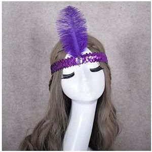 Veer Hoofdband Veer hoofdbanden flapper sequin jurk accessoires kostuum haarband hoofddeksel vrouwen dames mode party sieraden Carnaval Veer Hoofdband (Size : Purple)