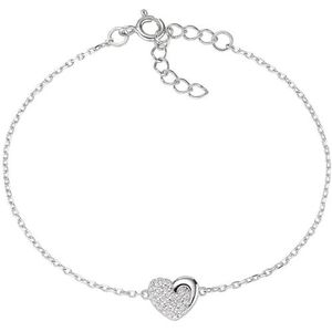 Armband van 925 zilver uit de collectie Valentine 2024, met witte zirkonia, gerhodineerd, lengte 16 + 3 cm, diameter 8 mm, Sterling zilver