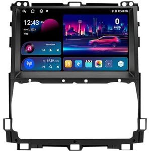 Android 14 autonavigatie in-dash autoradio-ontvanger voor Toyota Prado 2002-2009 dubbel Din 9 inch touchscreen autoradio met satellietnavigatie Bluetooth handsfree RDS SWC(P18 8Core 6+128G)