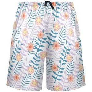 LI ZHI XIN Herenpyjamabroek, korte pyjamabroek, zomer casual shorts, elastische tailleband met trekkoord, rechte losse pasvorm met 2 zakken, S-XXL mooie bloemenpatronen, Meerkleurig, S