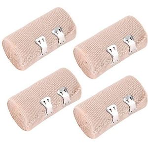 4 Stks Elastische Bandage voor Medische Bandage, Compressierol met Extra Metalen Clips, Verkrijgbaar In 2 X 7,5 cm Breedte en 2 X 10 cm Breedte