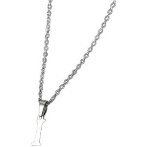 Eenvoudige zilveren kleur 26 letter hanger ketting mode unisex AZ initialen roestvrijstalen choker sleutelbeen ketting sieraden (Style : FN782177)