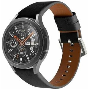 By Qubix - leren bandje - Zwart - Compatible met Samsung Galaxy Watch 6 Classic - 47mm & 43mm - compatible samsung bandjes - Bandbreedte: 20mm