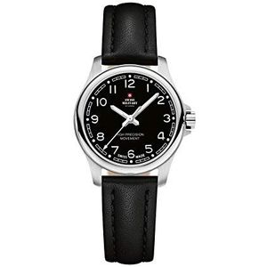 Swiss Military by Chrono Vrouwen Quartz Horloge met Analoge Display en Roestvrij Stalen Armband SM30201.23, Zwart, riem