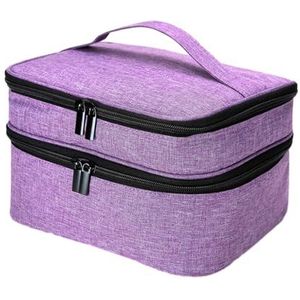 Duurzame en draagbare nagellak organizer tas cadeau voor nagelliefhebbers gemakkelijk mee te nemen polyester nagellak opbergtas zwarte basis blad, Violet, as description