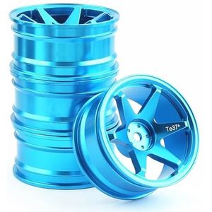 ZIBOXI 4 stuks 52mm 1/10 RC On-Road Drift Racing Auto Velg Wielnaven TE37 Fit for Tamiya for Kyosho for HSP for HPI for Sakura for Rode Kat (Color : Blue)