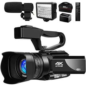 Videocamera, 4K Video Camcorder live streaming for vlog -opname 4 8MP wifi 30x Digital Zoom 3.0 Inch Touch Screen Recorder Camera(128GB SD Card)