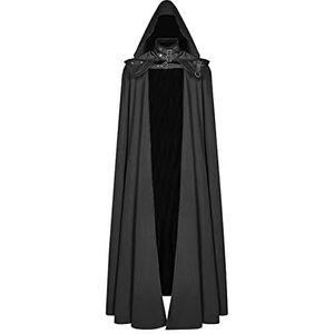 Uekinishi Unisex Hooded Robe Mantel Tuniek Ridder Gothic Fancy Dress Halloween Maskerade Cosplay Kostuum Cape,zwart,XXL