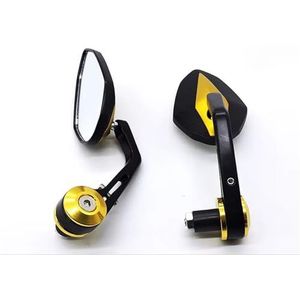 Motorfiets achteruitkijkspiegel Aluminiumlegering Motorfietsspiegel 22mm Stuuruiteinde Spiegel Universeel Voor Kawasaki Spiegel motorfiets(Golden)