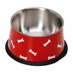 Camon Rode gedecoreerde voerbak voor honden, 1500 ml