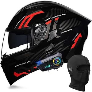 Modulaire Bluetooth-motorhelm, integraalhelm met opklapbaar dubbel vizier, met dubbele luidspreker en microfoon, DOT/ECE-goedgekeurd, voor volwassenen, mannen en vrouwen, maat M~XXL K,2XL=63-64cm