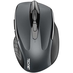 TECKNET Draadloze muis (2.4G & BT5.0/3.0) Stille 4800 DPI computer USB A & Bluetooth-muis 6 knoppen, brede compatibiliteit - grijs