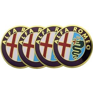 SJZZJMZ 4 stuks auto wielnaafdoppen voor Alfa Romeo Mito Giulia Giulietta 147 155 156 159 65mm auto wielnaafdoppen vervangende naafdoppen stickers C