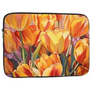 Tulpen bloeien in de lente laptophoes tas voor vrouwen, schokbestendige beschermende laptophoes 10-17 inch, lichtgewicht computerhoes, ipad case