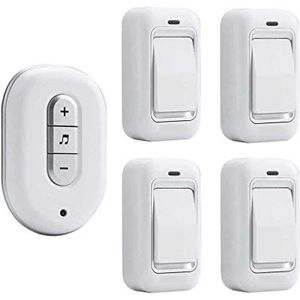 Deurbel Kits Draadloze deurbel Waterdicht 48 Muziek Smart Flash Zelfvoorzienend Pakket van 4 Zenders 1 Ontvanger Bereik van 200M Geen Batterij Vereist Goud of Zilver(Silver)