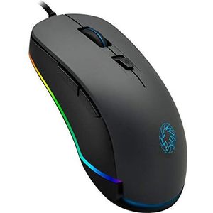 GameMax Strike RGB Gaming Mouse Bedraad, 6D Optisch, 7 Knoppen, 3200 DPI Verstelbare, Comfortabele Grip, Ergonomisch ontworpen met LED-knop | Zwart