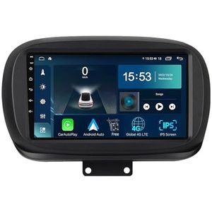 Android 14.0 2 Din Autoradio 9"" Touchscreen Auto Stereo voor Fiat 500X 2014-2020 met Draadloze Carplay Android Auto GPS navigatie AHD Omgekeerd beeld Stuurwielbediening(S-4(4G+64G))
