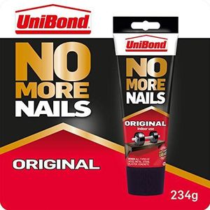 UniBond 1968125 No More Nails Originele, stevige montagelijm, sterke lijm voor hout, keramiek, metaal en meer, witte instant grab-lijm, 1 x 234 g buis