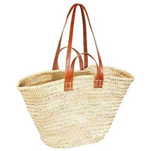 Originele Ibiza tas rieten tas strandtas Palmera 50 cm groot | Marokkaans palmblad boodschappenmand gevlochten XXL | natuurlijke shopper schoudertas strotas voor dames en heren