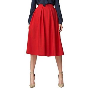 Urban GoCo Uitlopende A-lijn midi-rok met zakken voor dames, Rood, S