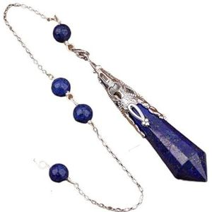 Vintage Natural Gemstones Bronze Pendulum Chains Pendant Necklace Healing Dangle Pendulum Jewelry Reiki Pendulum Decor (Color : Lapis Silver)