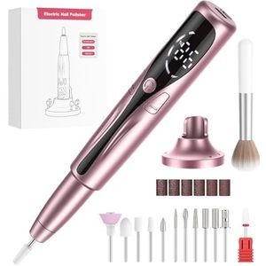 PKBD Professional Portable Nail Drill Machine for Acrylic and Gel Nails, Rechargeable Electric Nail Files Set with 11 Bits,Rose Gold
