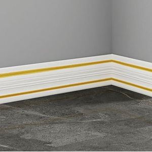 Plintlijst, hoeklijn plafondrand, 3D zelfklevende taillemuurstickers plafondbovenhoeklijn voetlijn Yin en Yang hoeklijn randstrip achtergrond muurrand 2,3 mx 14 cm, wit blauw (Color : White Yellow)