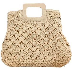 Geweven Strozak Casual Rotan Grote Capaciteit Tote Vrouwen Rieten Geweven Handtassen Zomer Strandtas Lady Big Strandtas Strotas (Color : B)