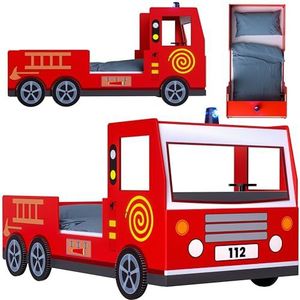 Kinderbed Brandweerauto 200 x 90 cm Autobed Brandweer Stoer