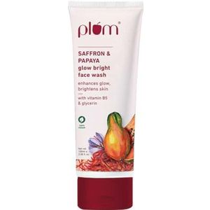 Plum Saffraan & Papaya Glow Bright Face Wash | Verbetert de gloed en verheldert de huid | Met vitamine B5 | Bestrijdt de doffe huid | Niet-drogende, op gel gebaseerde, sulfaatvrije gezichtsreiniger |