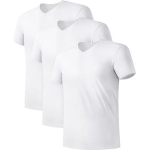 DAVID ARCHY herenvesten Micro Modal-ondershirts met ultiem zacht 3-pack ondergoed met V-hals en diepe V-hals met korte mouwen