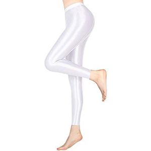 LEOHEX Satijn Glanzende Ondoorzichtige Panty Sexy Kousen Glanzende Yoga Leggings Sport Vrouwen Fitness Japanse Hoge Taille Dachten, Kleur: wit, XXL