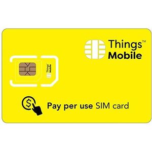 PREPAID Gegevenssimkaart voor IOT en M2M - Things Mobile - met wereldwijde netdekking en netwerk van meerdere leveranciers GSM/2G/3G/4G. Zonder vaste kosten en zonder vervaldatum. €10 tegoed