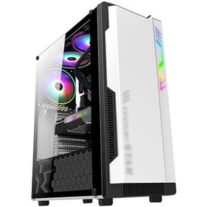 Mid-Tower Gaming Case ATX Micro-ATX, Desktop Computer Case, Dubbel Gehard Glazen Paneel Verticale GPU Beugel Ondersteunt Waterkoeling(White)
