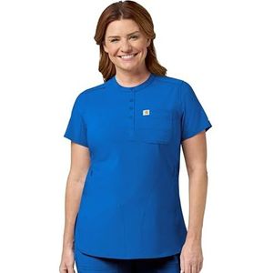Carhartt Scrubs C12910 Dames Force Cross-Flex Modern-Fit Henley Tuni - Large - Royal Blue