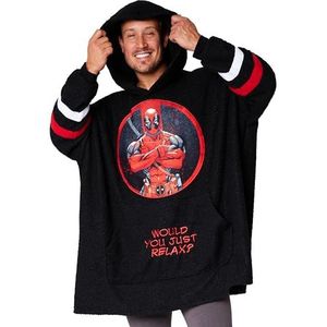 Marvel Sweatshirt voor heren - fleece capuchontrui, eenheidsmaat, oversized, cadeaus voor heren, zwart (Deadpool), one size