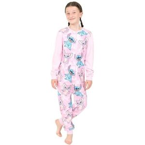 Disney Meisjes Lilo en Stitch Stitch & Angel Roze Fleece Slaappakje Kids All in One, roze, 10-11 jaar