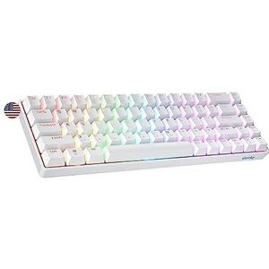 Geeky GK65 SE 65% | Mechanisch Gaming Toetsenbord | 68 Toetsen Multi Kleur RGB LED Achtergrondverlichting voor PC/Mac Gamer | ANSI US Amerikaanse Indeling (Wit, Mechanical Speed Yellow)