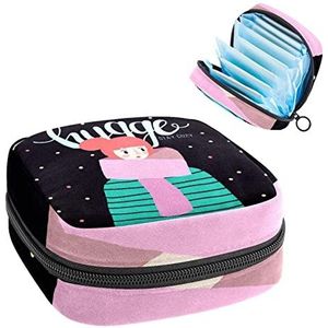 Periode Pouch, Draagbare Tampon Opbergtas voor Maandverband, Hygge Black, Meerkleurig, 4.7x6.6x6.6 in/12x17x17 cm