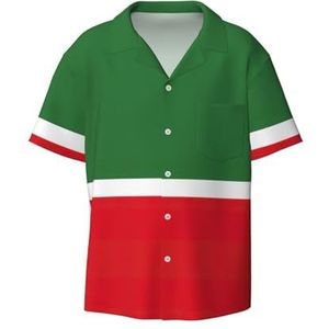 OdDdot Vlag van de Tsjetsjeense Republiek Print Heren Overhemden Atletisch Slim Fit Korte Mouw Casual Business Button Down Shirt, Zwart, XXL