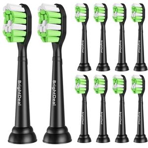 BrightDeal Vervangende opzetborstels compatibel met Sonicare elektrische tandenborstel, opzetborstels compatibel met EasyClean en andere klikbare handgrepen (zwart)