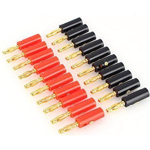 Zerone 20 stuks 4 mm banaanstekker luidsprekeraansluiting, zwart en rood vrouwelijke audio luidsprekeraansluiting