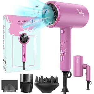 Haardroger föhn 2200W AC-motor, haardroger, reishaardroger, inklapbare handgreep, sneldrogende reisföhn met warm-/koude knop, 3 temperaturen/2 snelheden, haarföhn voor vele kapsels