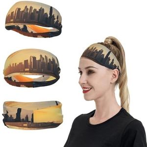 Sport Hoofdbanden voor Mannen Vrouwen Workout Hoofdbanden Vochtafvoerende Running Hoofdband New York in The Sunset Elastische Zweet Hoofdband voor Fietsen Voetbal Basketbal Yoga Haarband