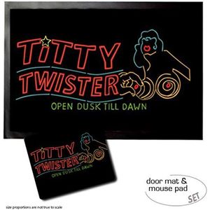 1art1 From Dusk Till Dawn, Titty Twister Open Dusk Till Dawn Deurmat (60x40 cm) + Muismat (23x19 cm) Cadeauset