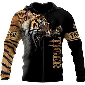 Mooie Tiger Skin 3D All Over Gedrukt Unisex Deluxe Hoodie Mannen Sweatshirt Zip Pullover Casual Jas Trainingspak, Zip Hoodies, M